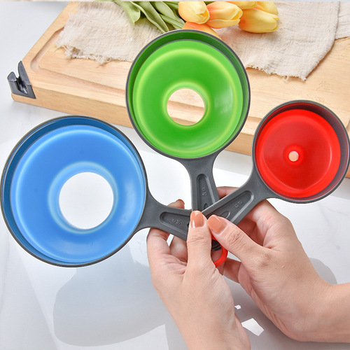 Silicone telescopic foldable funnel wide mouth jam funnel kitchen tool dispensing funnel three-piece oil leakage set