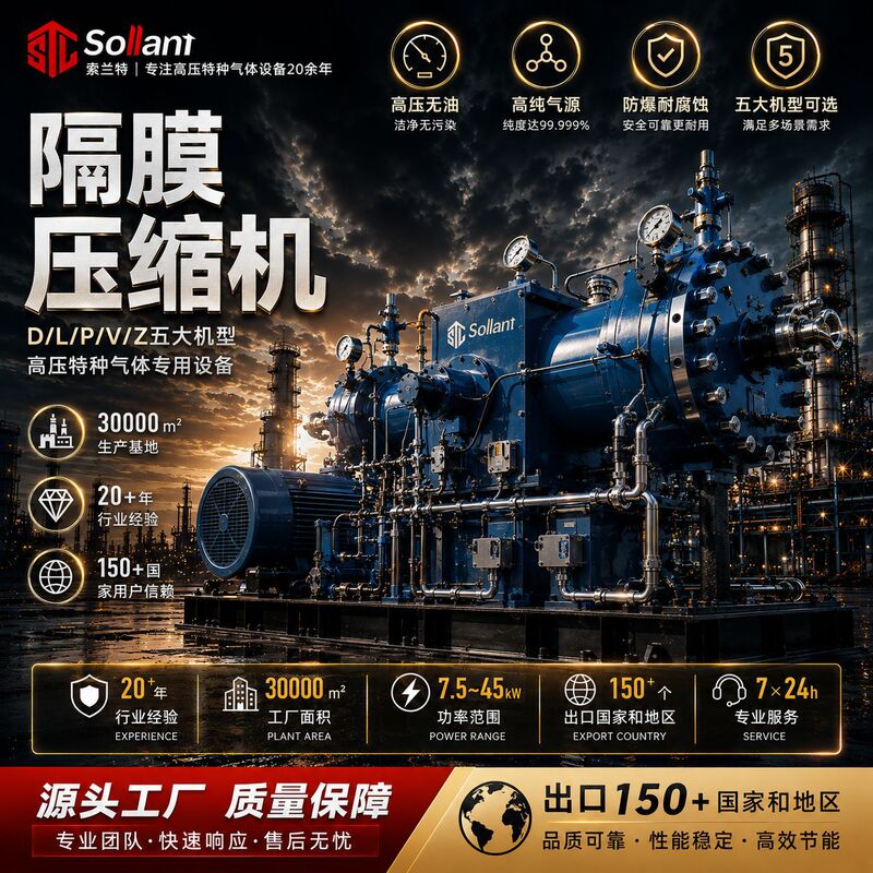 Solante Medical and Food-Grade Diaphragm Air Compressor, Oil-Free and Water-Free, Specialized for Precision Instruments