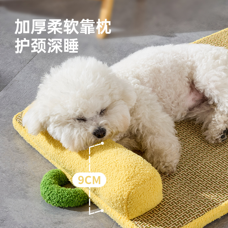 Nueva perrera de verano disipación de calor, cojín de ratán transpirable, cojín de hielo resistente al desgaste para gatos, cojín de enfriamiento para el cuello engrosado