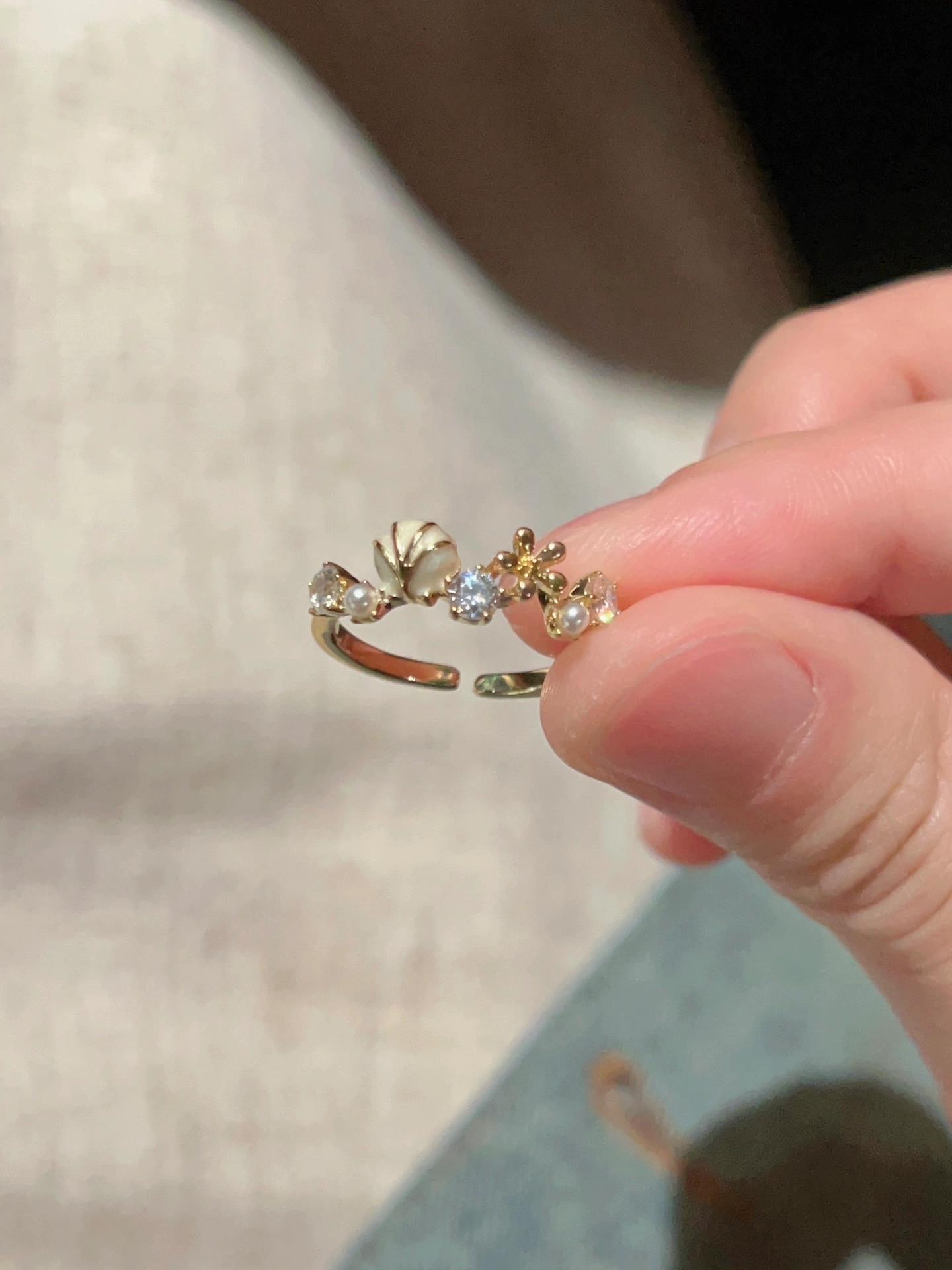 Sweet Flower Sterling Silver Flowers Open Rings display picture 2