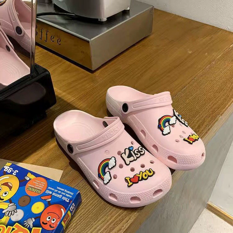 Сетчатые летние нескользящие тапочки в стиле Crocs, платформа, модные мюли с очень высоким каблуком, интернет-знаменитость, женский стиль, эффект увеличения роста, закрытый носок, для прогулок на улице
