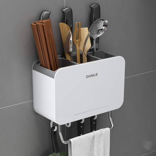 Kolmay Hole Punch Wall Mounted Chopstick Holder Household Creative Drain Chopstick Basket Kitchen Spoons Knives Rack Storage Box