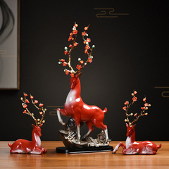 Lucky Ceramic Deer Ornament Large Sika Deer New Chinese Style Festive Living Room Wine Cabinet Entrance Desktop Wedding Gift