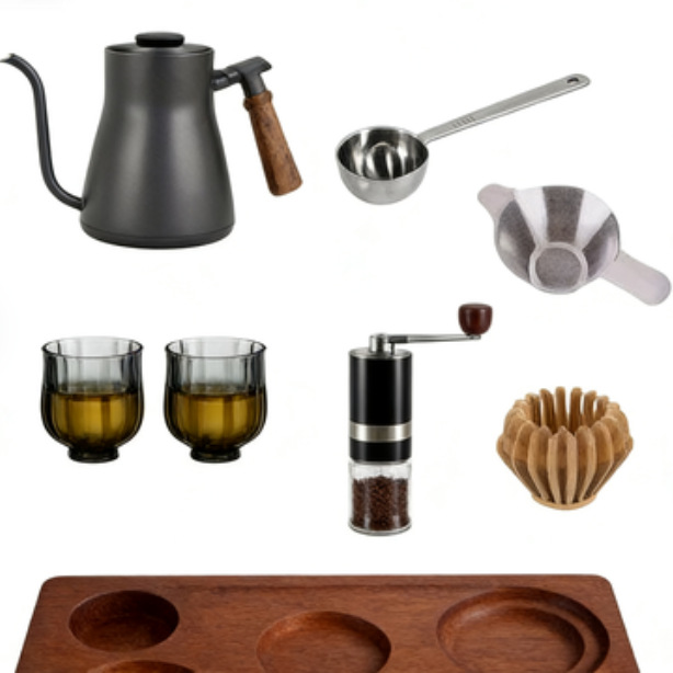 Kit de cafetera de irrigación manual de entrada doméstica portátil al aire libre filtro de café de vidrio