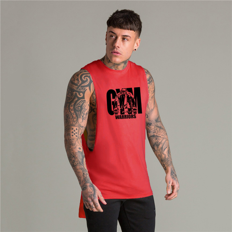 Chaleco deportivo suelta verano moda marca ins algodón fitness chaleco sin mangas camisa de fondo blanco camiseta sin mangas
