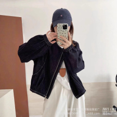 琪镌绘制韩版圆领牛仔外套女秋新款休闲宽松百搭夹克上衣女190512
