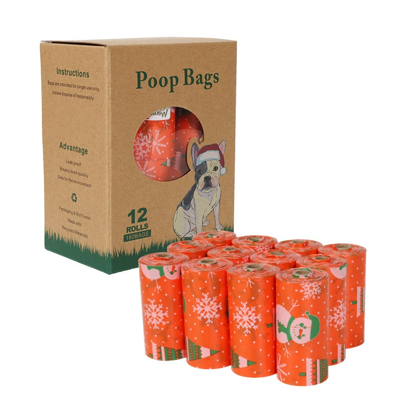 Рождественский снежный узор разлагаемый мешок для мусора для домашних животных мешок для какашки мешок для кошек и собак