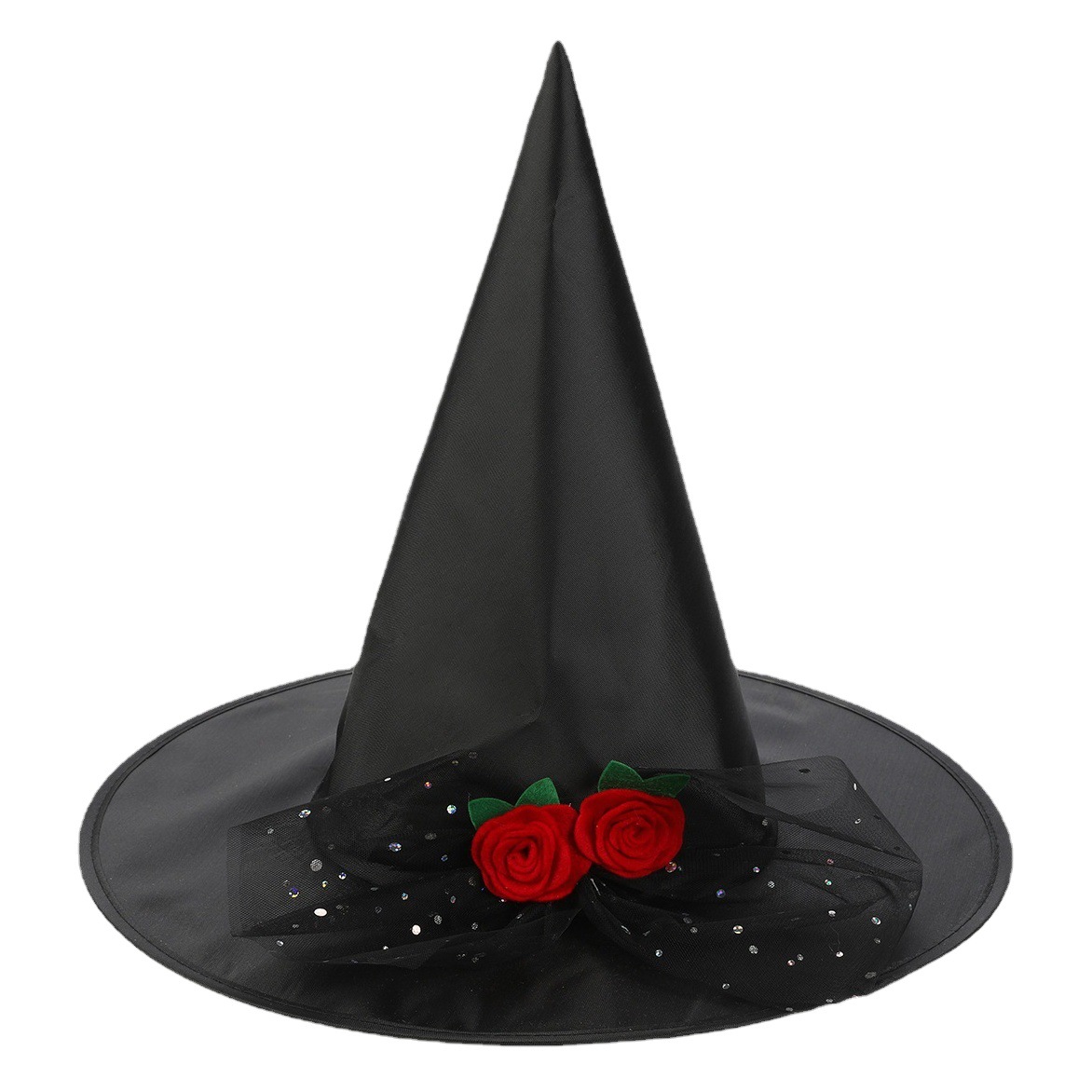 New Halloween Black Witch Hat Oxford Cloth Witch Hat Party Evening Festival Pointed Horned Witch Hat Wholesale
