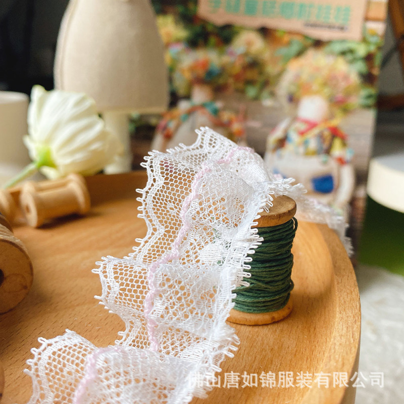 唐如锦 双层褶皱花边辅料  荷叶边娃衣裙子材料狗牙裙摆裙边蕾丝|undefined