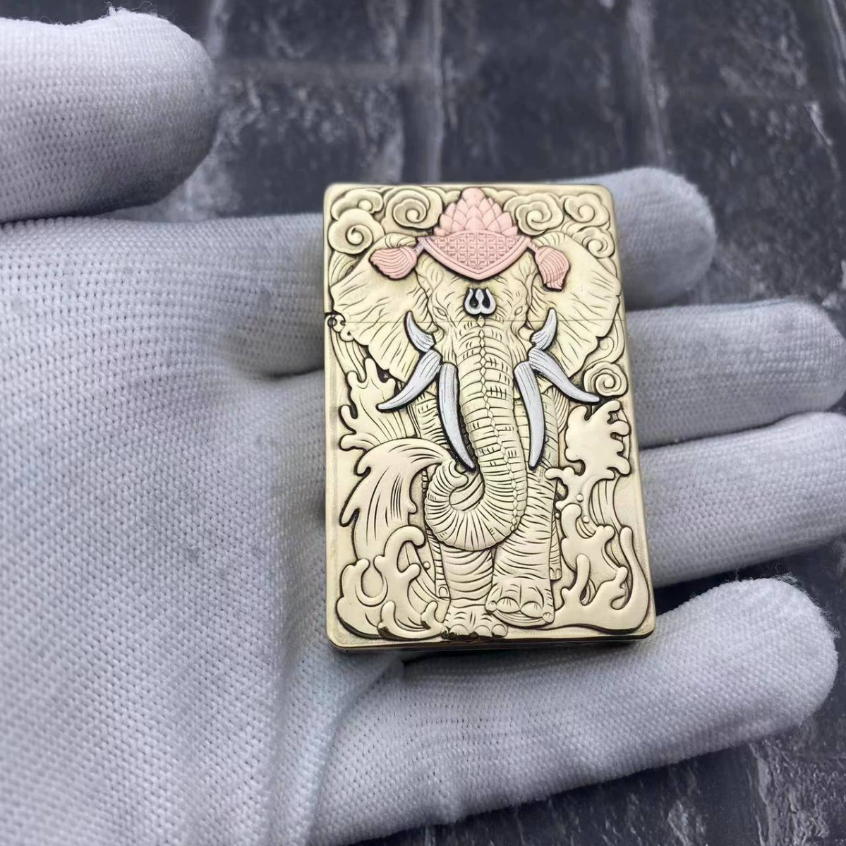 ZORRO керосиновая зажигалка Zoro латунная zl8 ультратонкая маленькая тяжелая броня инкрустирована шестью зубами слона ветрозащитная зажигалка оптом