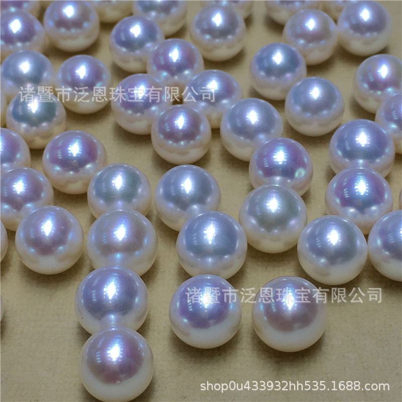6a淡水akoya真珠8-9-10mm白色透青粉光真円強光無傷裸珠散珠diy|undefined
