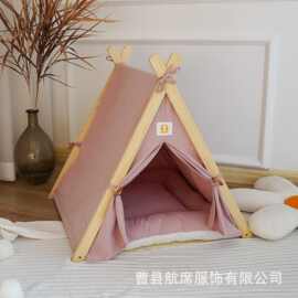 跨境新款猫窝狗窝宠物帐篷四季通用保暖宠物窝实木猫猫狗床
