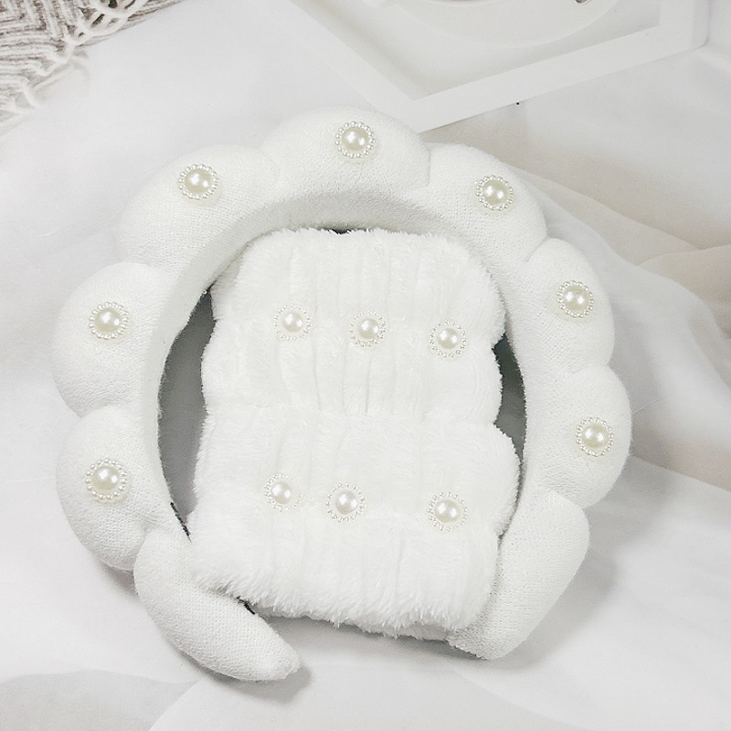 초음파 트위스트 진주 머리띠-흰색 (20*17*4cm 86 그램)