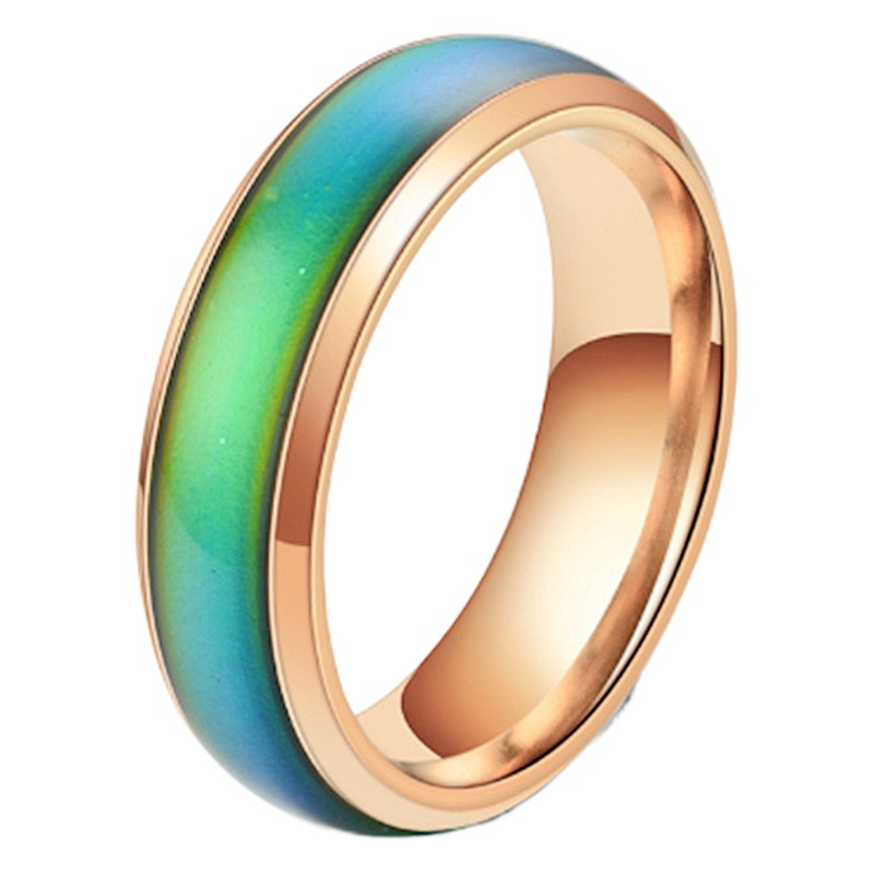 E-Commerce Hot-Selling Temperature-Sensitive Color-Changing Rings European and American Fashion Stainless Steel Couple Rings Cross-Border European and American Jewelry Wholesale