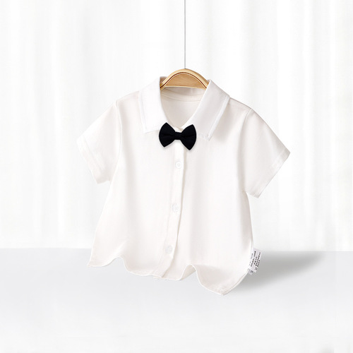 English Gentleman Tie Short-Sleeve Baby Clothes Baby Set Children's Dress Summer Korean Version Pure Cotton Birthday Outfit