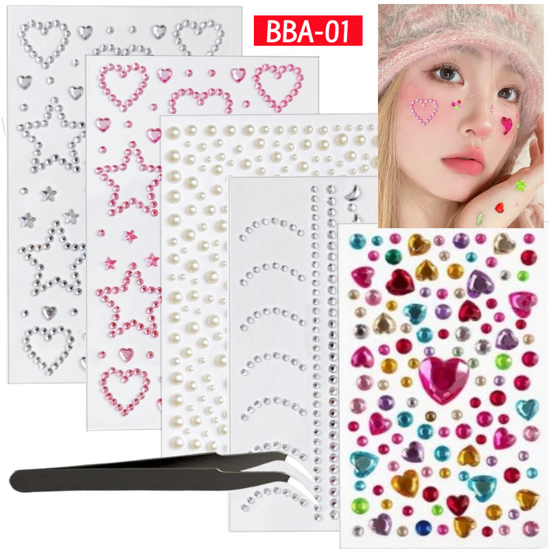 Amazon self-adhesive adhesive diamond suit acrylic DIY hand drill stage performance face drill eye patch