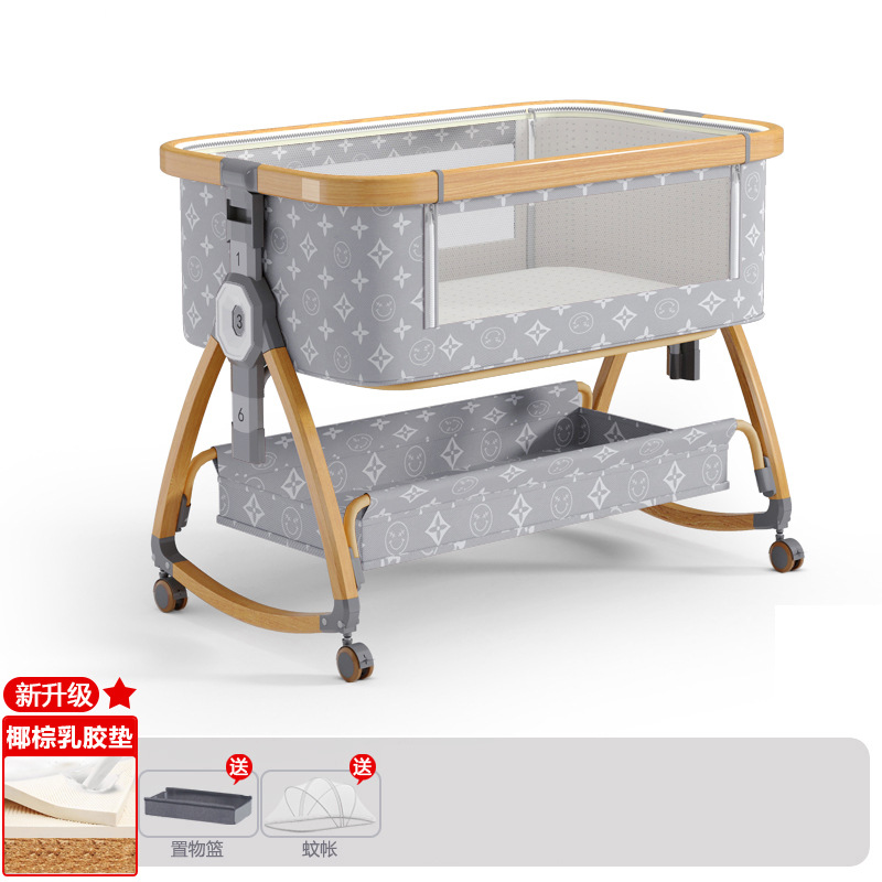 Cuna de bebé recién nacido cama costura Cama grande Baby Shaker BB cama de los niños cuna cama multifuncional móvil plegable image 24
