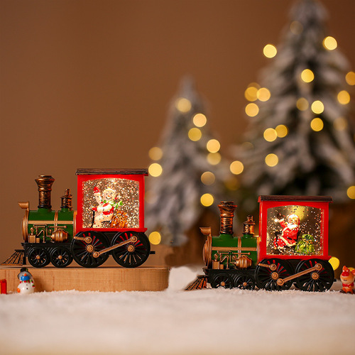 Christmas Train Lighted Interior Waterproof Small Lantern Desk Ornament Christmas Tree Mall Scene Decoration Prop