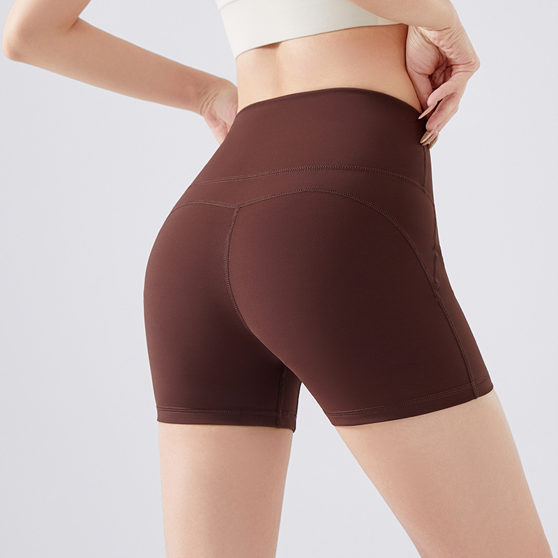 High-Waisted Peach Butt-Lifting Shorts with Back Pockets, No Awkward Lines, Sports Shorts for Running, Fitness, Yoga, Women's High-Waisted Peach Butt-Lifting Shorts with Back Pockets, No Awkward Lines, Sports Shorts for Running, Fitness, Yoga, Women's