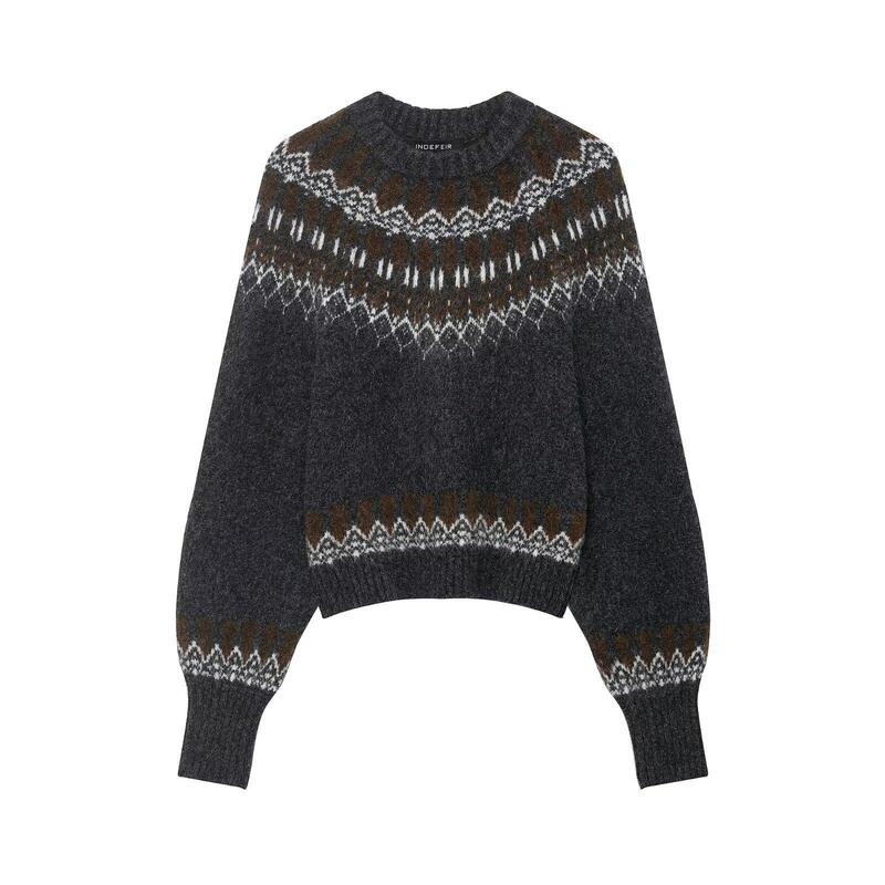 Cross-Border Fashion Women's Jacquard Winter Knitwear Foreign Trade European and American Style Cross-Border European and American Style Casual Wear