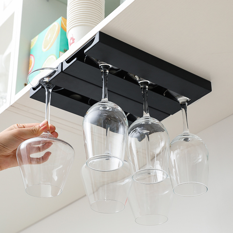 Red Wine Glass Hanging Rack, Suspended Glass Cup Holder, Kitchen Cup Upside-Down Storage and Draining Rack, Wine Cabinet