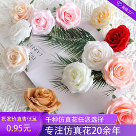手工仿真玫瑰花头DIY发饰手感茶花花头婚庆胸花摄影布景道具批发
