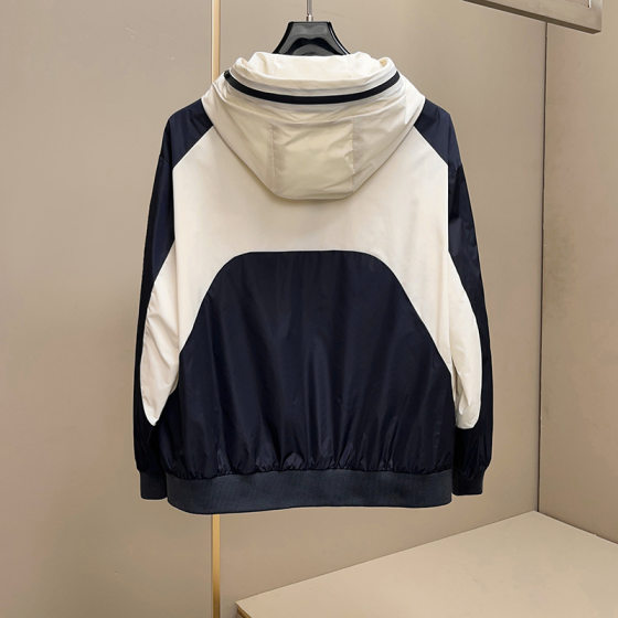 European Station Hooded Jacket Men's 2025 Spring New High-end Color-block Trendy Brand Casual Korean-style Jacket Top