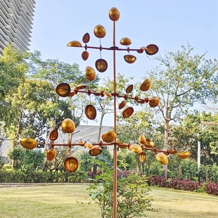 Cross-Border Outdoor Pastoral Scenic Spot Manor Golden Tree Windmill Iron Windmill Retro Aesthetic Landscaping Ornaments