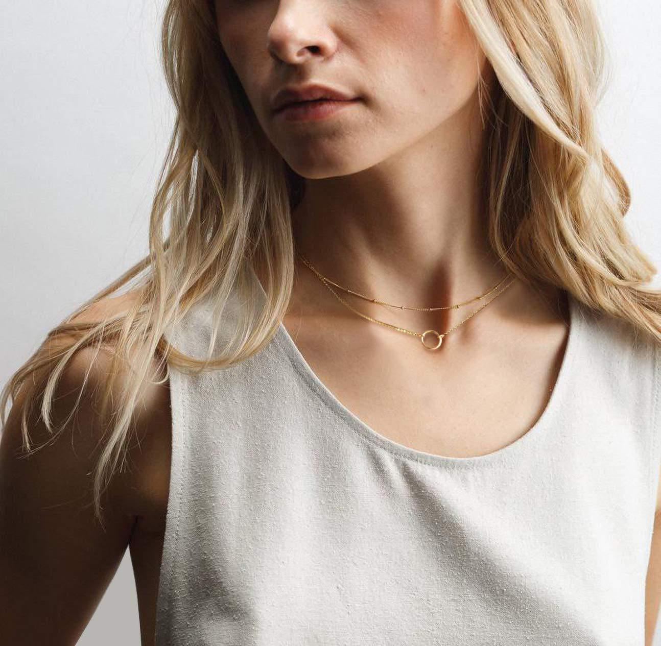 7g Weight Layered Necklaces Classification Daily Occasion Stainless Steel, Titanium Steel Material Circle Pattern Women'S Gender Plating Design Simple Style Style Simple Style Circle Stainless Steel Titanium Steel Plating Layered Necklaces 14