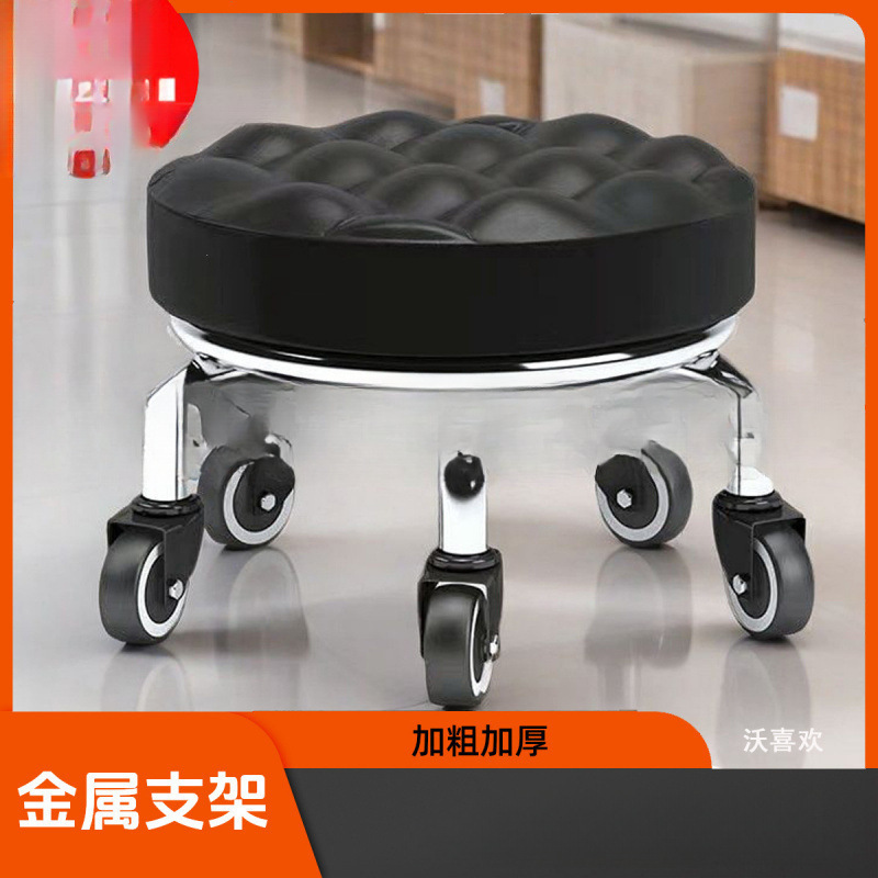 Swivel Small Stool for Home Use, Low Stool with Wheels, Chair for Children Learning to Walk, Low Stool for Manicure and Sewing, Small Bench, Round Stool