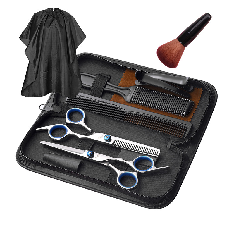 Tijeras de pelo de peluquería de acero inoxidable traje especial herramientas tijeras de dientes planos tijeras adelgazamiento flequillos al por mayor
