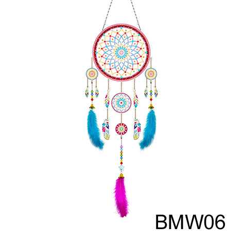 Transfronteriza venta caliente pintura de diamantes alrededor de la red de dreamcatcher DIY pintura de diamantes colgar adornos de diamantes brillantes artesanía pintura de diamantes al por mayor