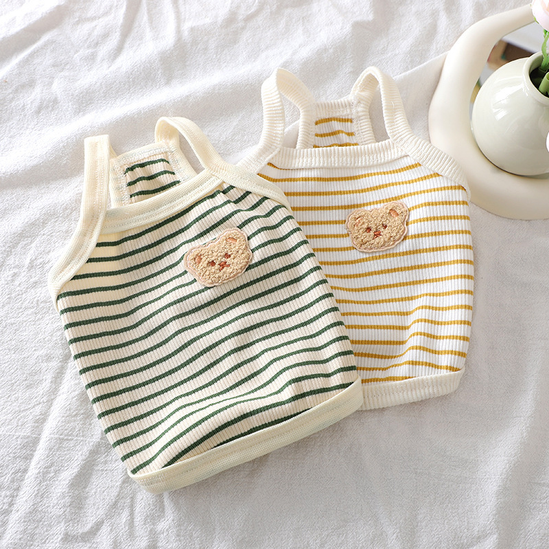 Pet Clothes Spring and Summer Teddy Bichon Dog Summer Outing Breathable Small Sling Cute Embroidered Bear Vest