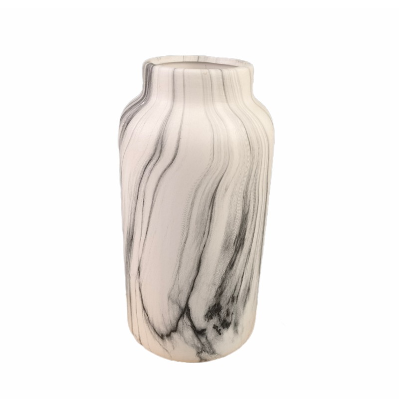 Decoración casera nórdica Impresión de transferencia de agua jarrón de cerámica flor seca arreglo floral geométrico decoración a cuadros decoración suave