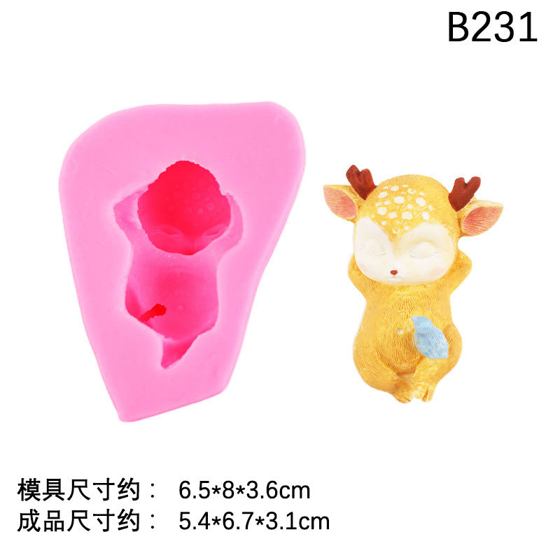 Decoración del coche DIY lindo ciervo epoxi pastel decoración chocolate crema pegamento etiqueta engomada del refrigerador decoración molde de silicona