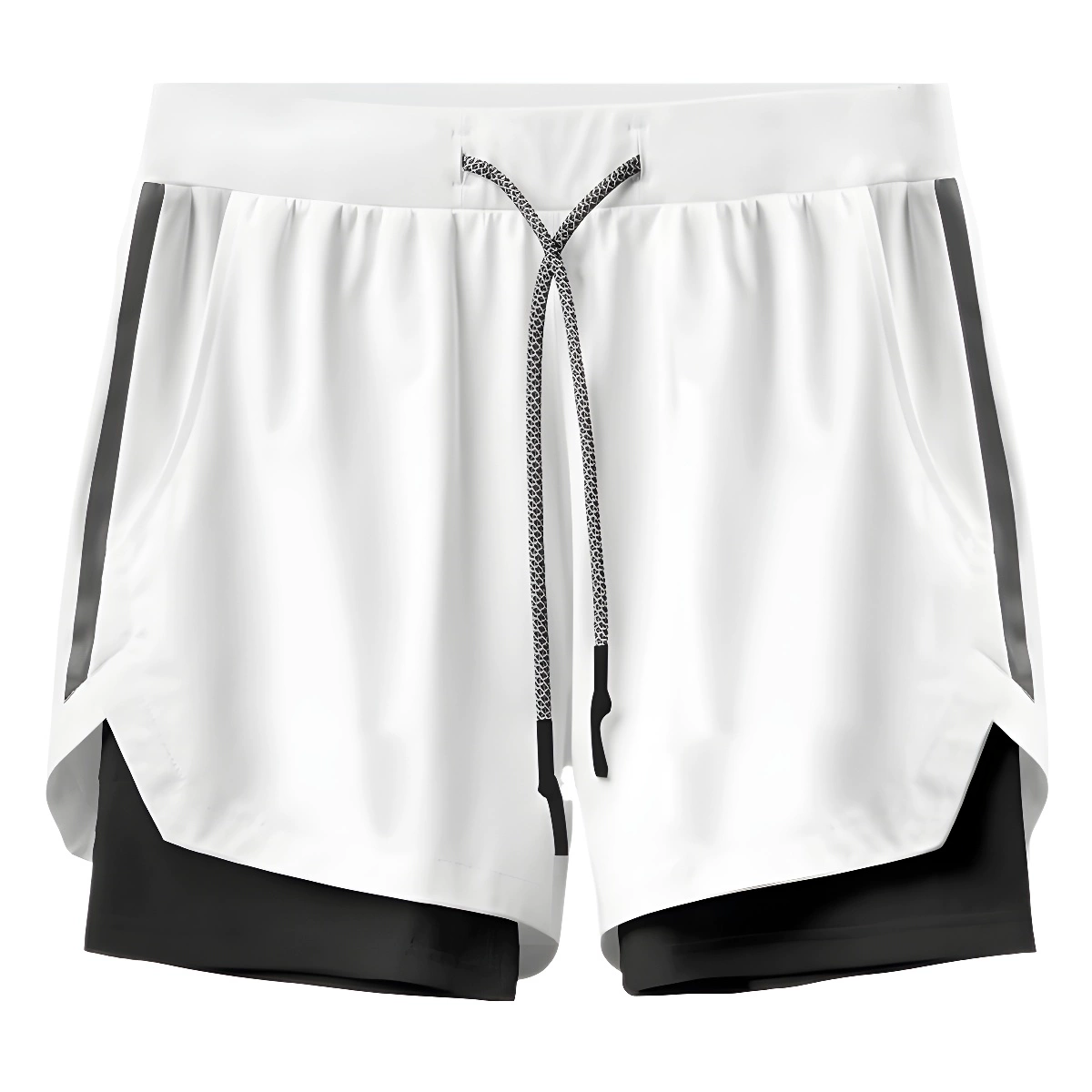 Мужские спортивные шорты для фитнеса, Четырехсторонние свободные дышащие двухслойные брюки для бега из эластичного ледяного шелка, мужские шорты