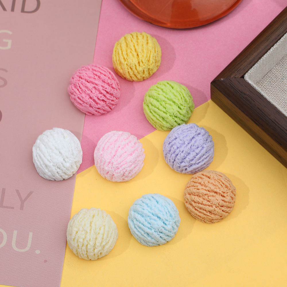 Macaron color helado bola resina accesorios DIY accesorios para el cabello teléfono móvil Shell simulación postre bola al por mayor