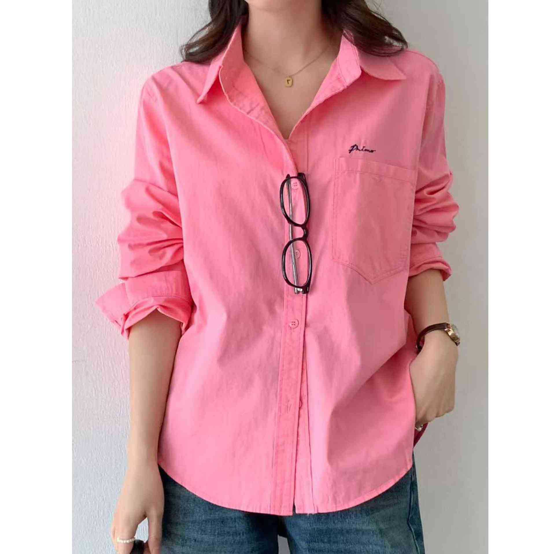 [Shenghong] Spring and Summer New Style Bright-Colored Loose Casual Simple Relaxed Sun-Protective Layered Jacket Shirt for Women