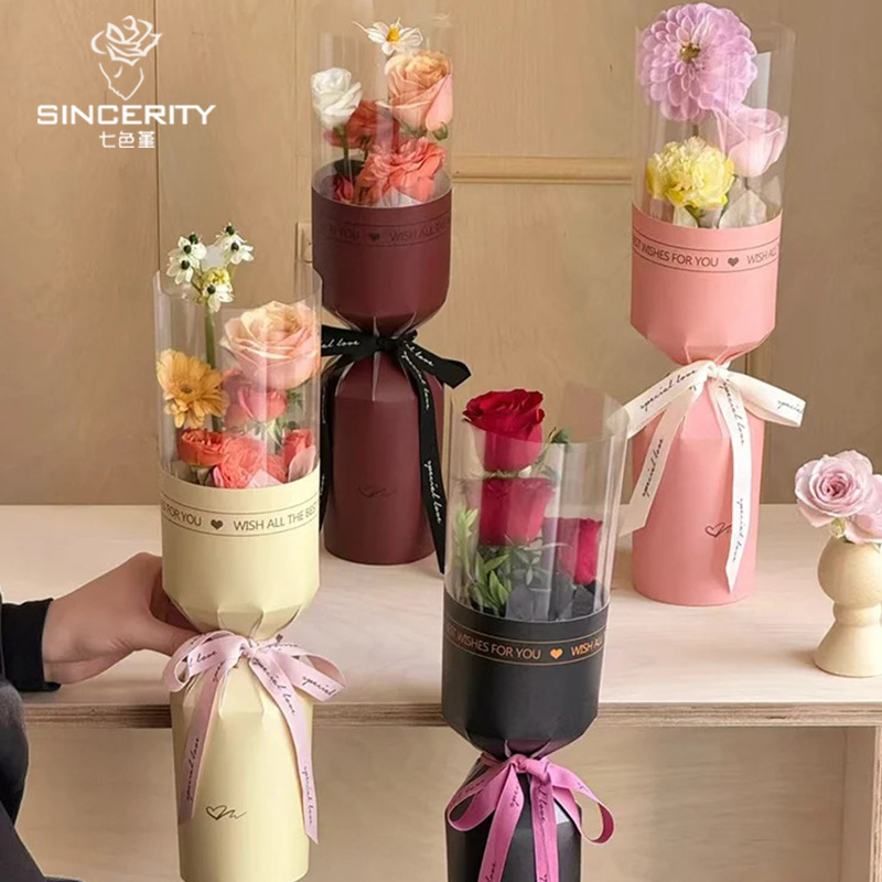 Piqueta de una pieza de pensamiento de siete colores, bolsa única, ramo pequeño, artefacto de envoltura de flores, papel de envoltura de flores, papel de envoltura de flores de ramo