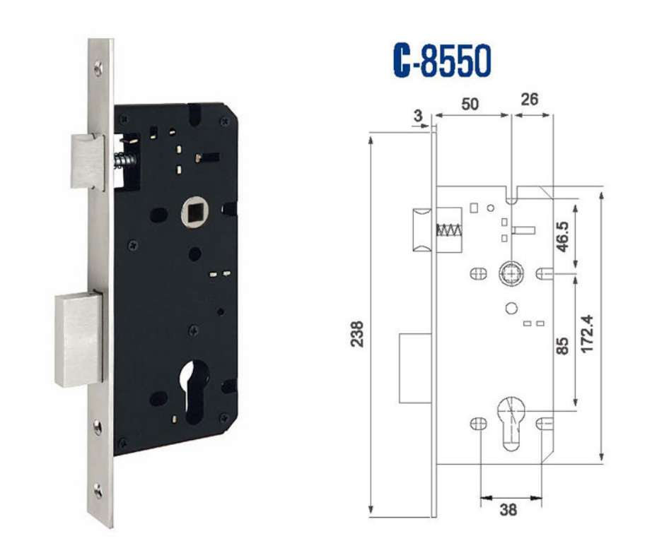 Suministre los accesorios antirrobo del cilindro de la cerradura de Puerta del cuarto de baño estándar europeo internacional cuerpo de la cerradura de la aleación de aluminio
