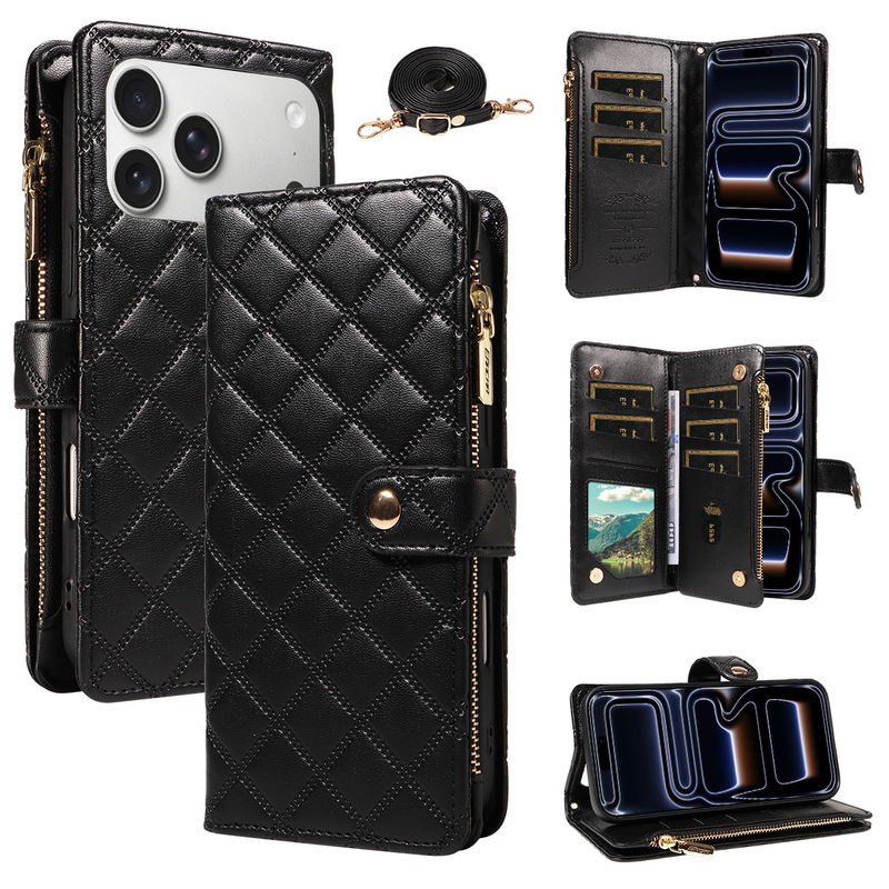Suitable for Apple 14Pro All-Inclusive Clamshell Mobile Phone Leather Case with Card Slot Inner Pocket Magnetic Buckle Business Mobile Phone Protective Case