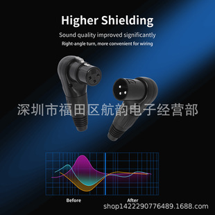Cross-border hot sale zinc alloy shell right angle three-core male three-core female microphone audio plug