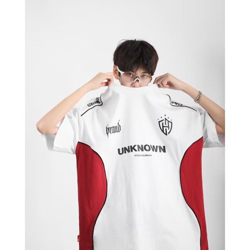 Cross-border bestseller American retro hip-hop crew neck T-shirt, INS loose national trend couple letter baseball short sleeve T-shirt