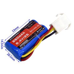 6.4V2S 650mAh HFC1450リチウム鉄LiFe電池EL4.5-3Pヘッドリモコン模型玩具車船