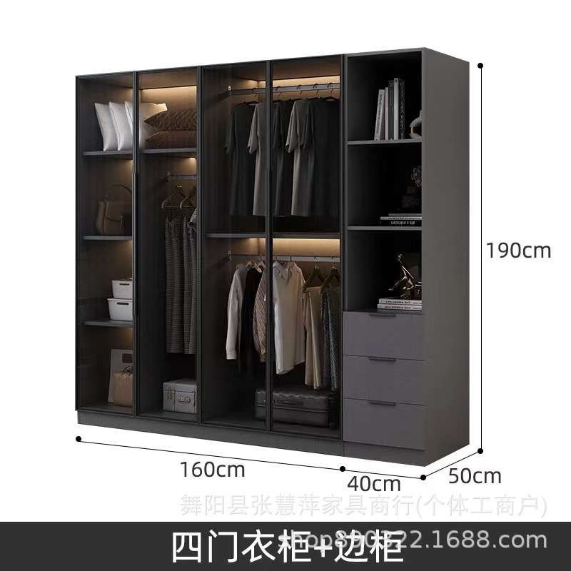 玻璃门衣柜家用卧室小户型收纳储物柜新款衣帽间组合主卧衣柜衣橱|undefined