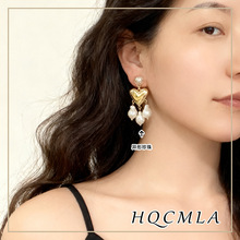 法式经典复古爱心吊坠耳环高级感轻奢气质水滴珍珠耳环耳饰女