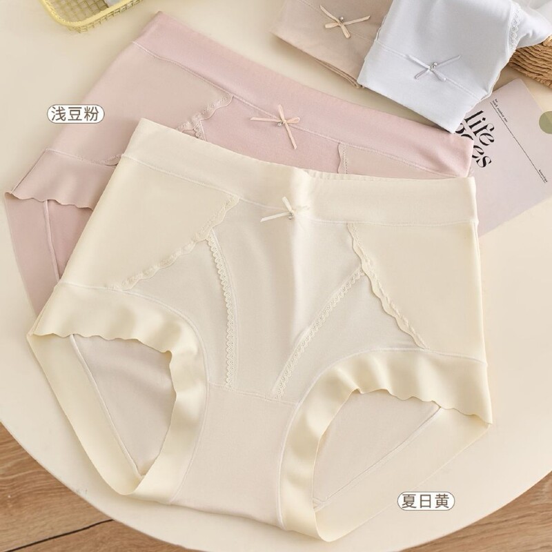 New Style Women's Large Size High-Waisted 60-Count Modal Briefs, Fashionable Bow-Knot Comfortable Breathable Women's Underwear
