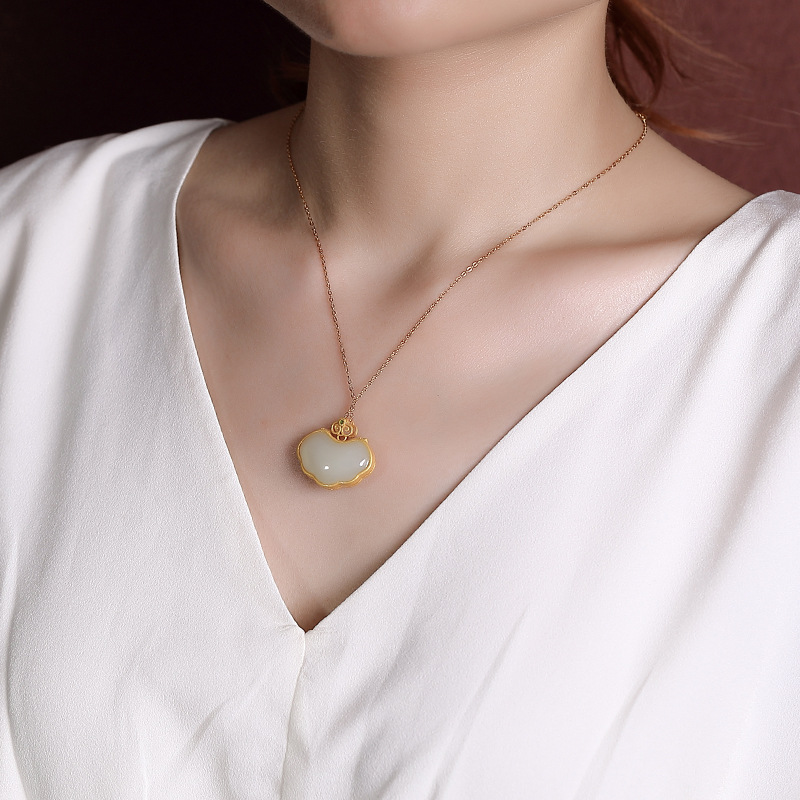 Mặt dây chuyền bạc S925 mạ vàng hình hươu bạc đính ngọc bích sapphire phong cách cổ điển — Kiểu Sapphire (không có dây chuyền)