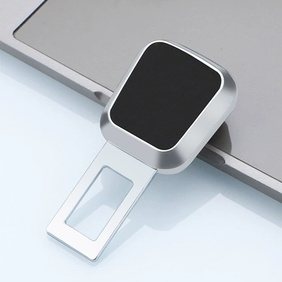 Suitable for Audi Car Seat belt shoulder pad - 4975-silver-black-leather-single