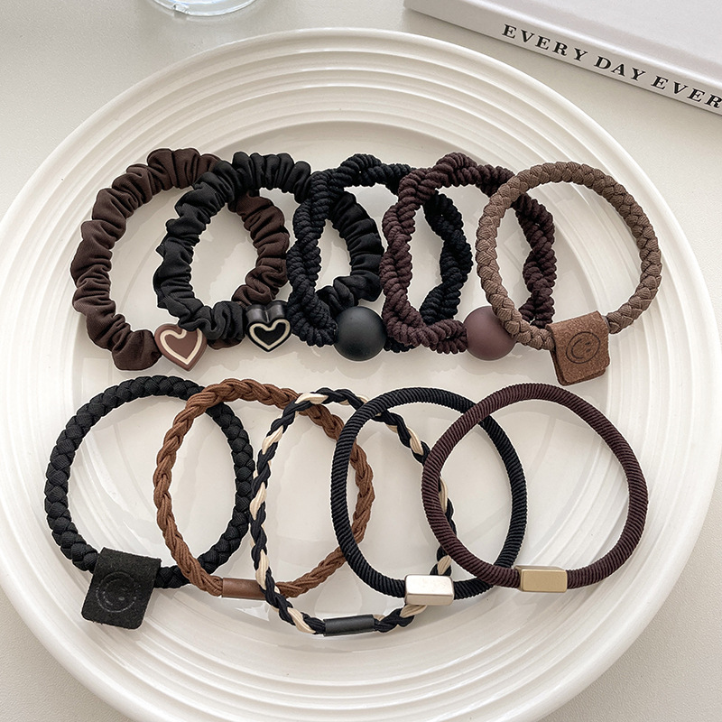 conjunto mixto de alta elasticidad, cabello de cabello duradero, temperamento simple, cabello de cabello de cola de caballo alto, sensación de alto nivel, nuevo anillo de cabello